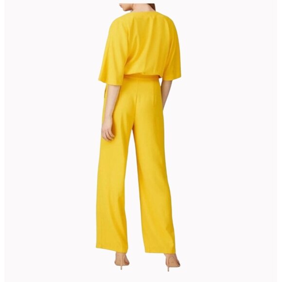 Trina Turk Womens Yellow Belted Wrap Jumpsuit Size 2 Polyester - Picture 2 of 16